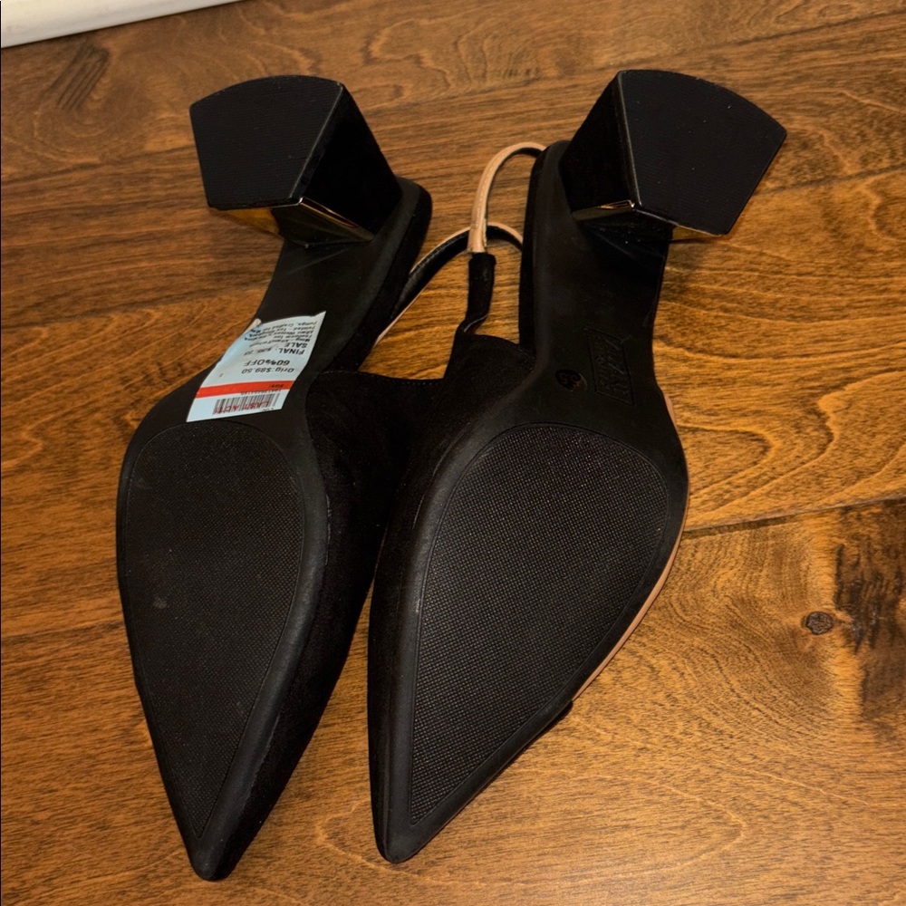 Alfani Womens Sarafina 5.5 Black Faux Leather Stretch Slingback Heels Shoes - Picture 6 of 12